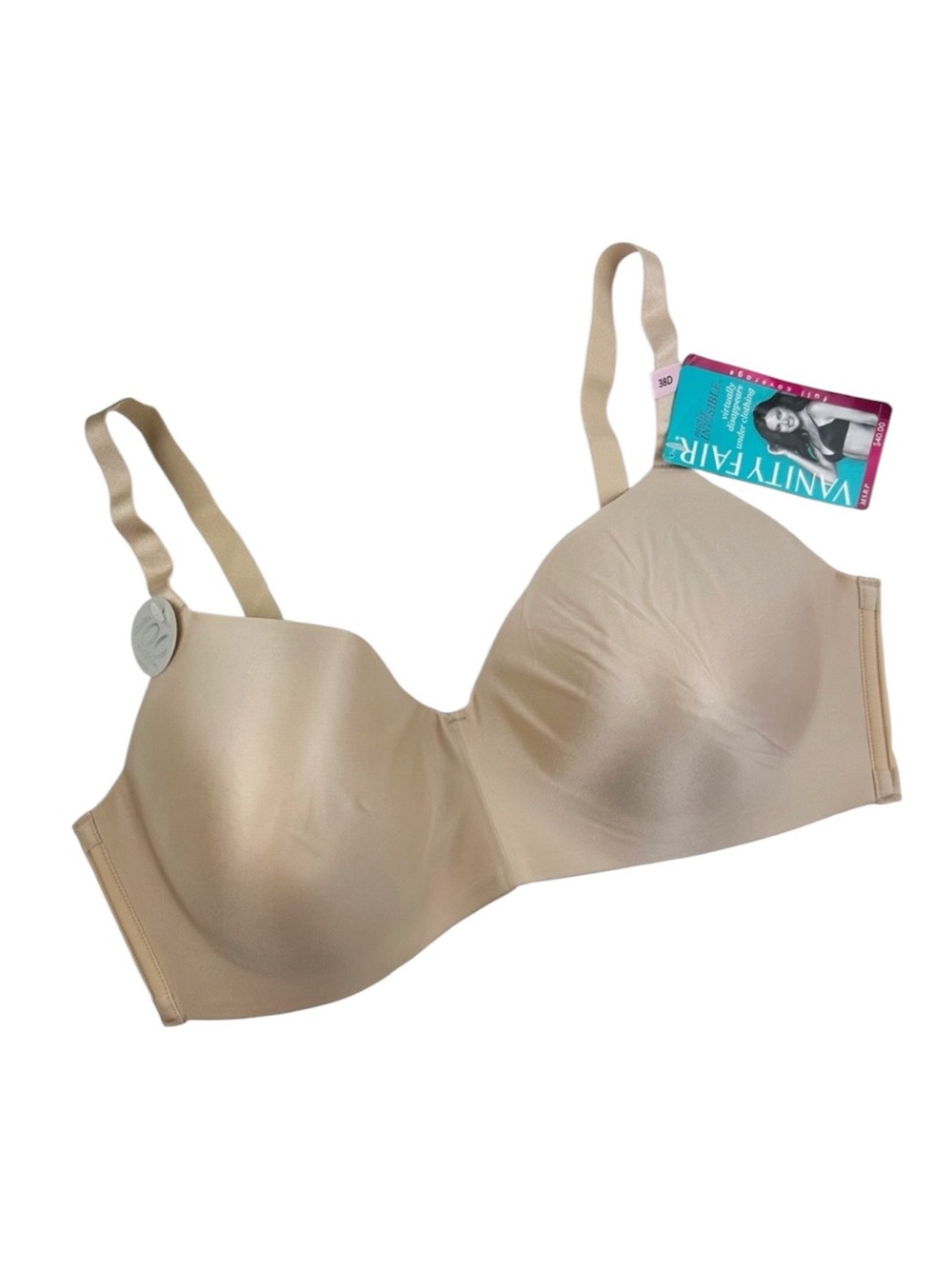 Vanity Fair Nearly Invisible Full Coverage Wirefree Bra Size 38D